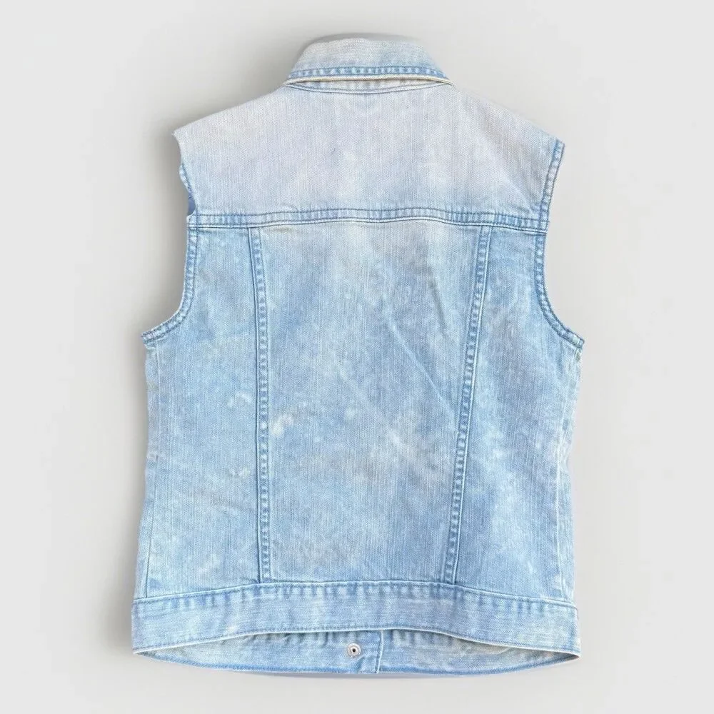 GapKids Girls Denim Vest Light Acid Wash Button Snap Sleeveless youth size XL